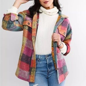 BiBi Colorful Plaid Teddy Jacket